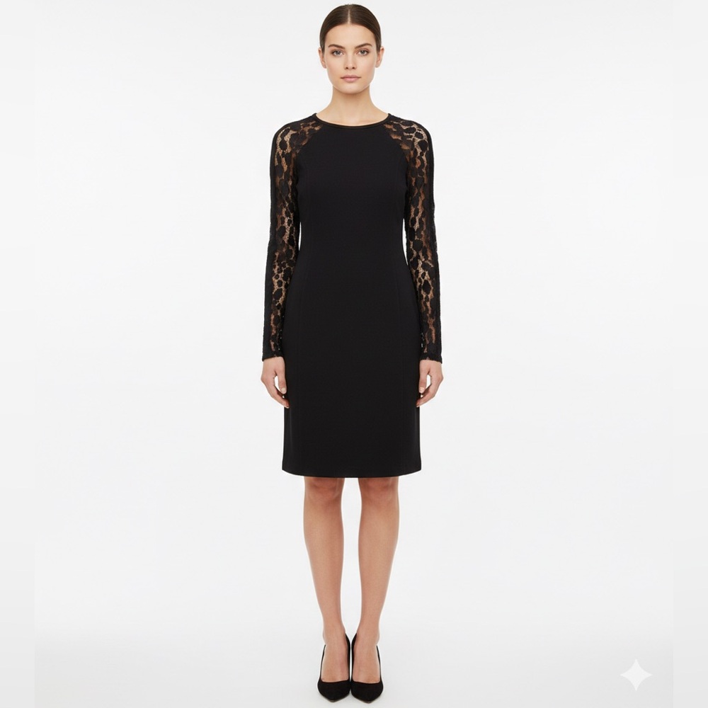 Philosophy Women’s Black Dress Size 4 Lace Sleeves Exposed Zipper Goth Drama